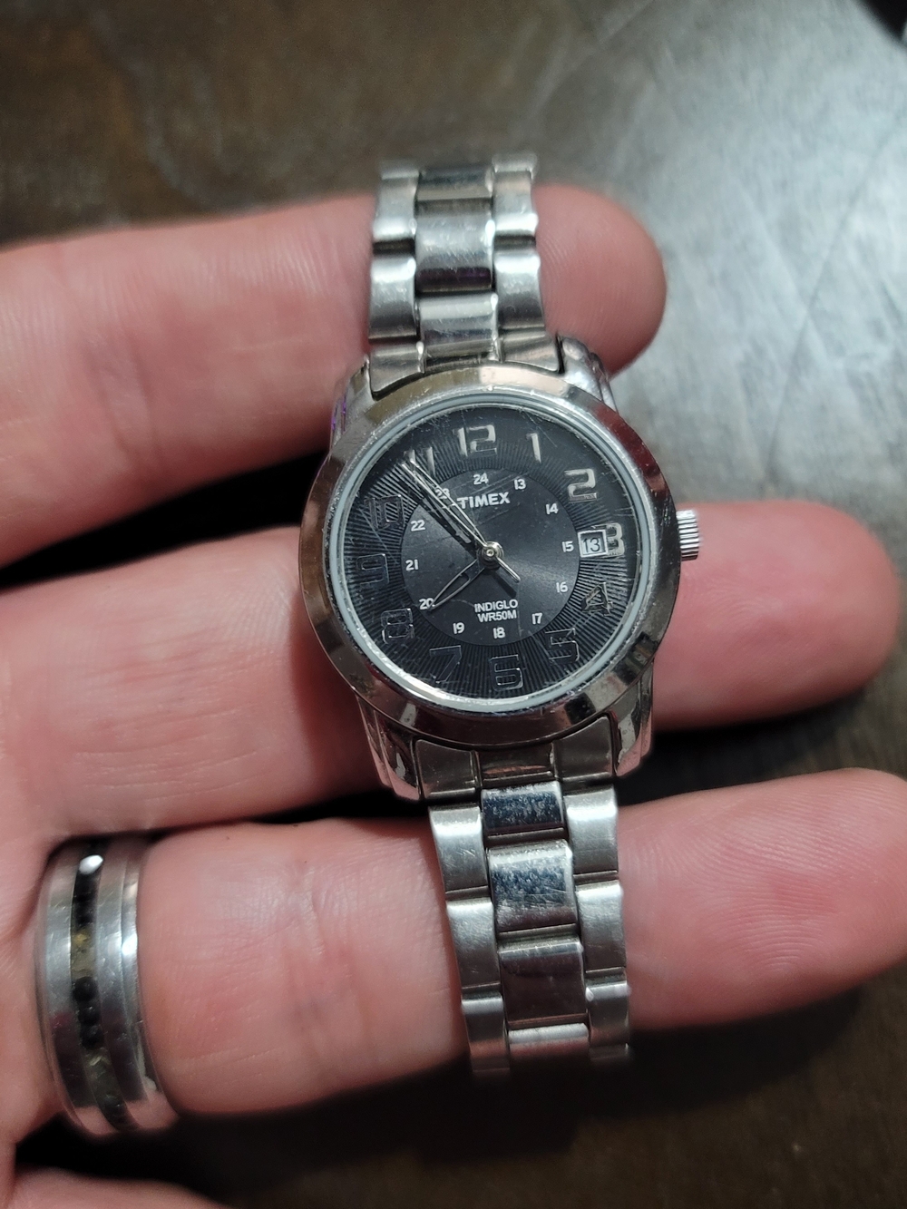 Timex Silver Stainless Steel Watch with Black Dial